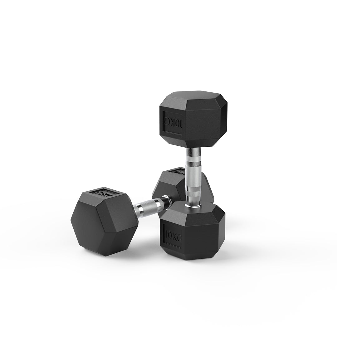 10kg Reeplex Rubber Hex Dumbbell