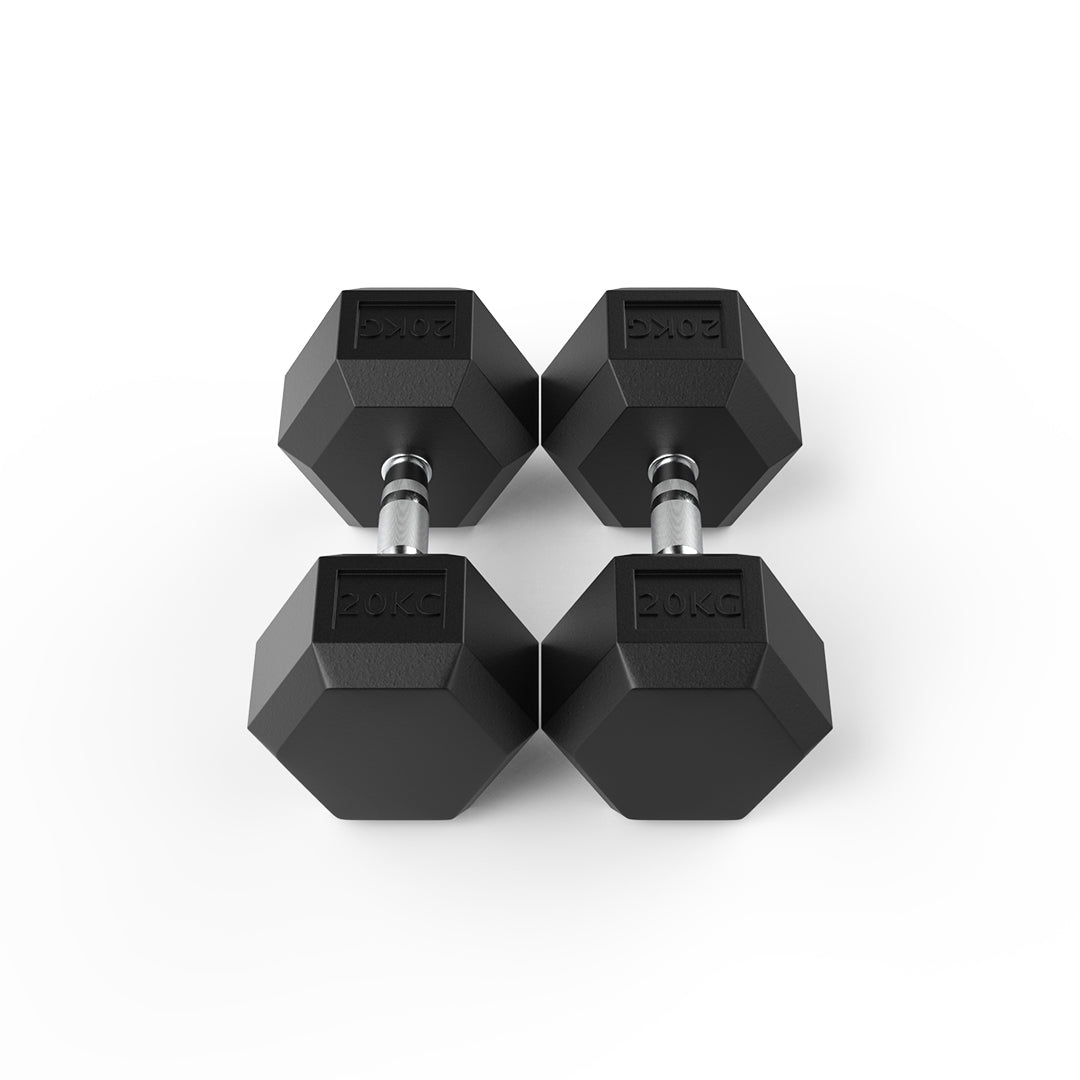 20kg Reeplex Rubber Hex Dumbbell