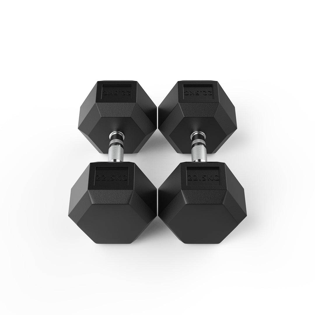 22.5kg Reeplex Rubber Hex Dumbbell