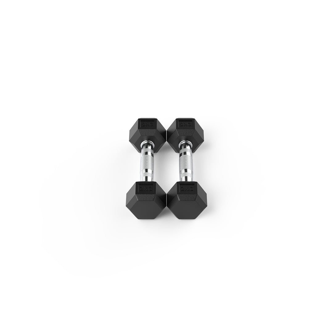 2kg Reeplex Rubber Hex Dumbbell