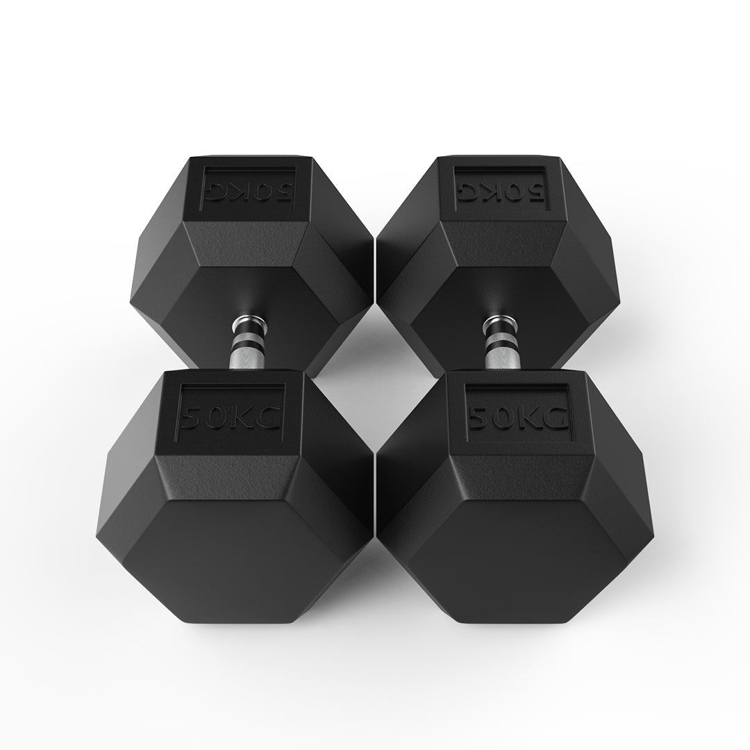 50kg Reeplex Rubber Hex Dumbbell