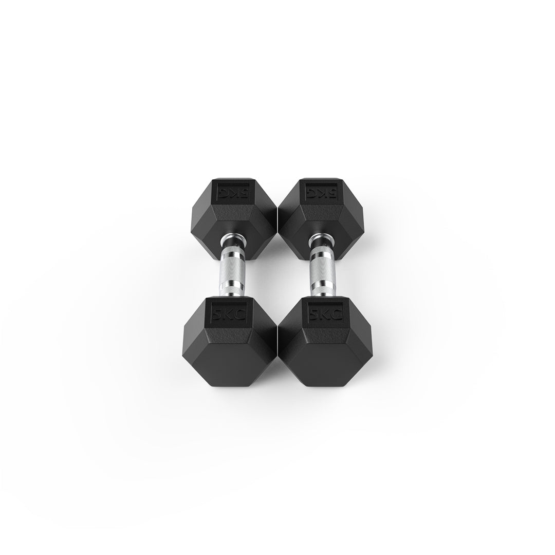 5kg Reeplex Rubber Hex Dumbbell