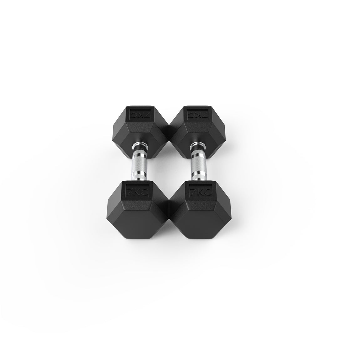 7kg Reeplex Rubber Hex Dumbbell