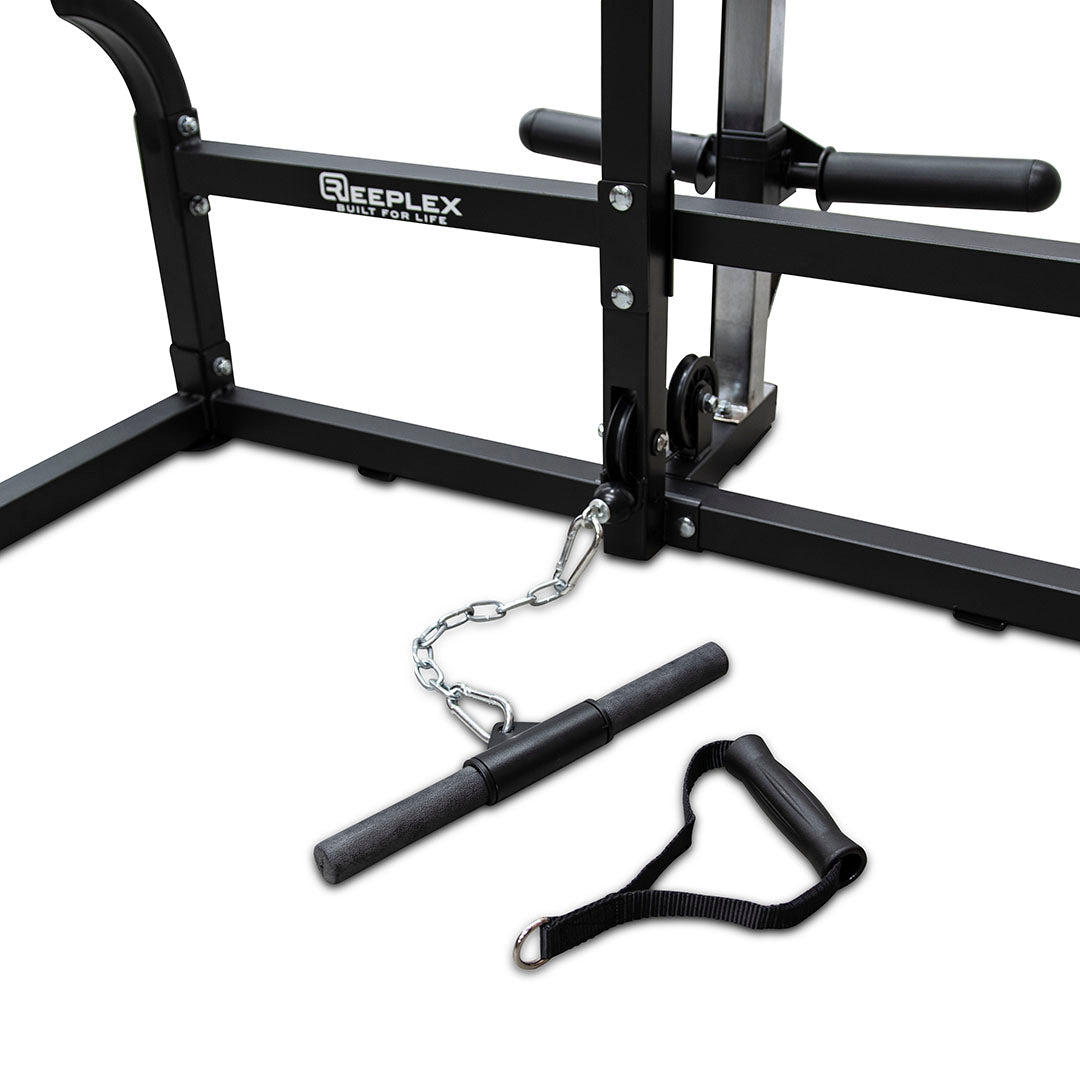 Squat rack and lat pull-down machine