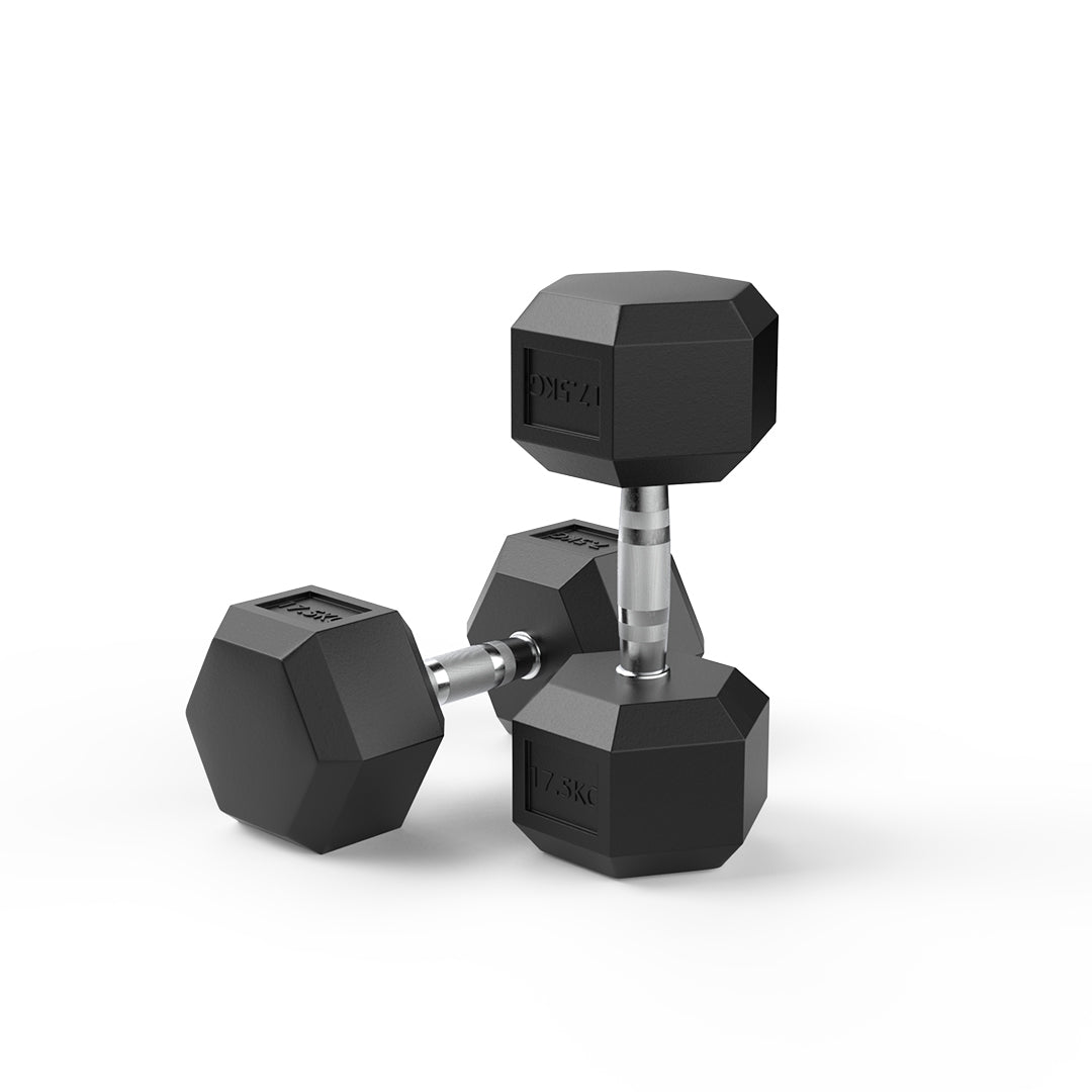17.5kg Reeplex Rubber Hex Dumbbell