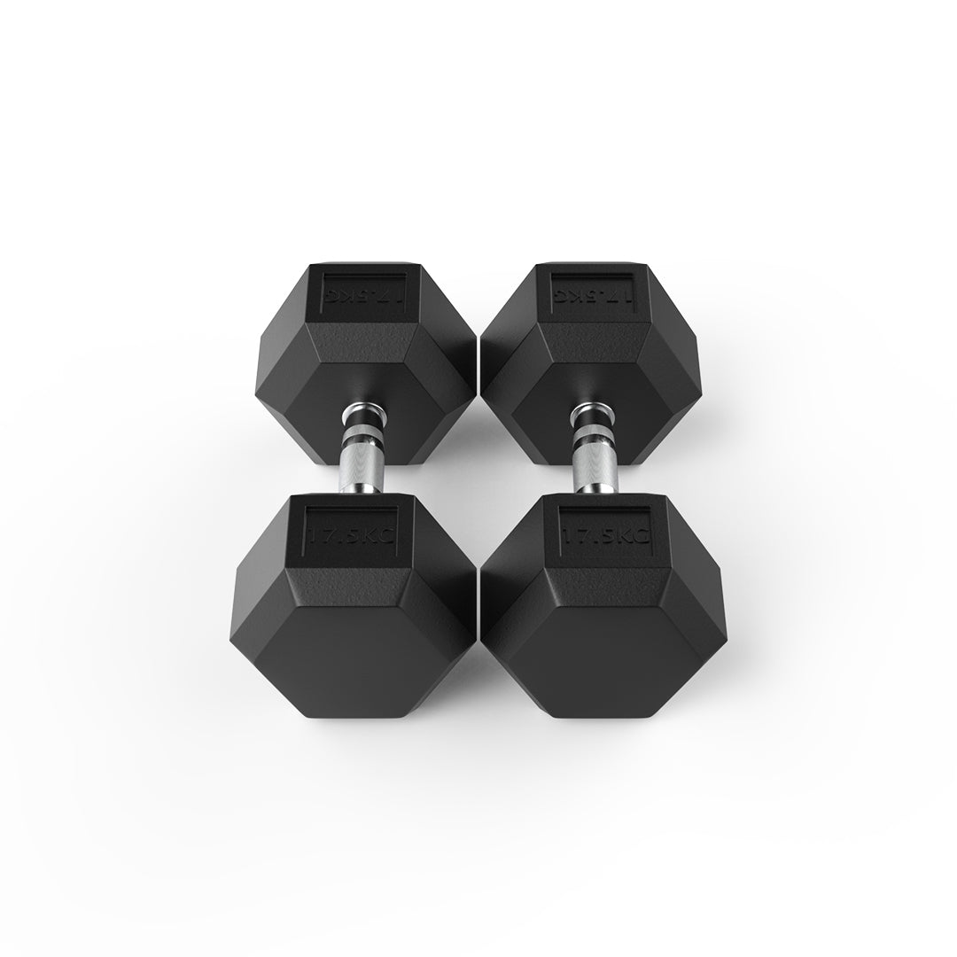 17.5kg Reeplex Rubber Hex Dumbbell