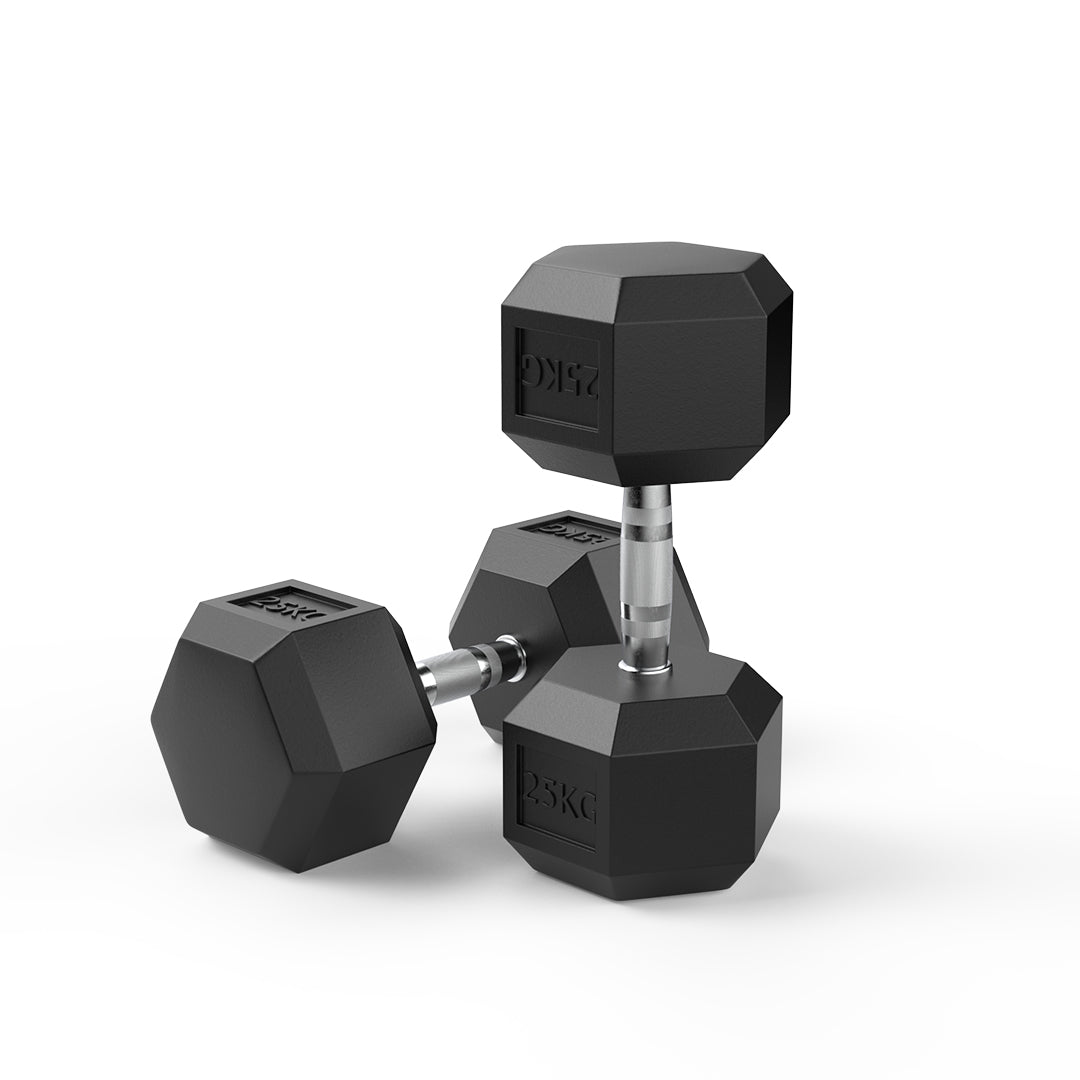 25kg Reeplex Rubber Hex Dumbbell