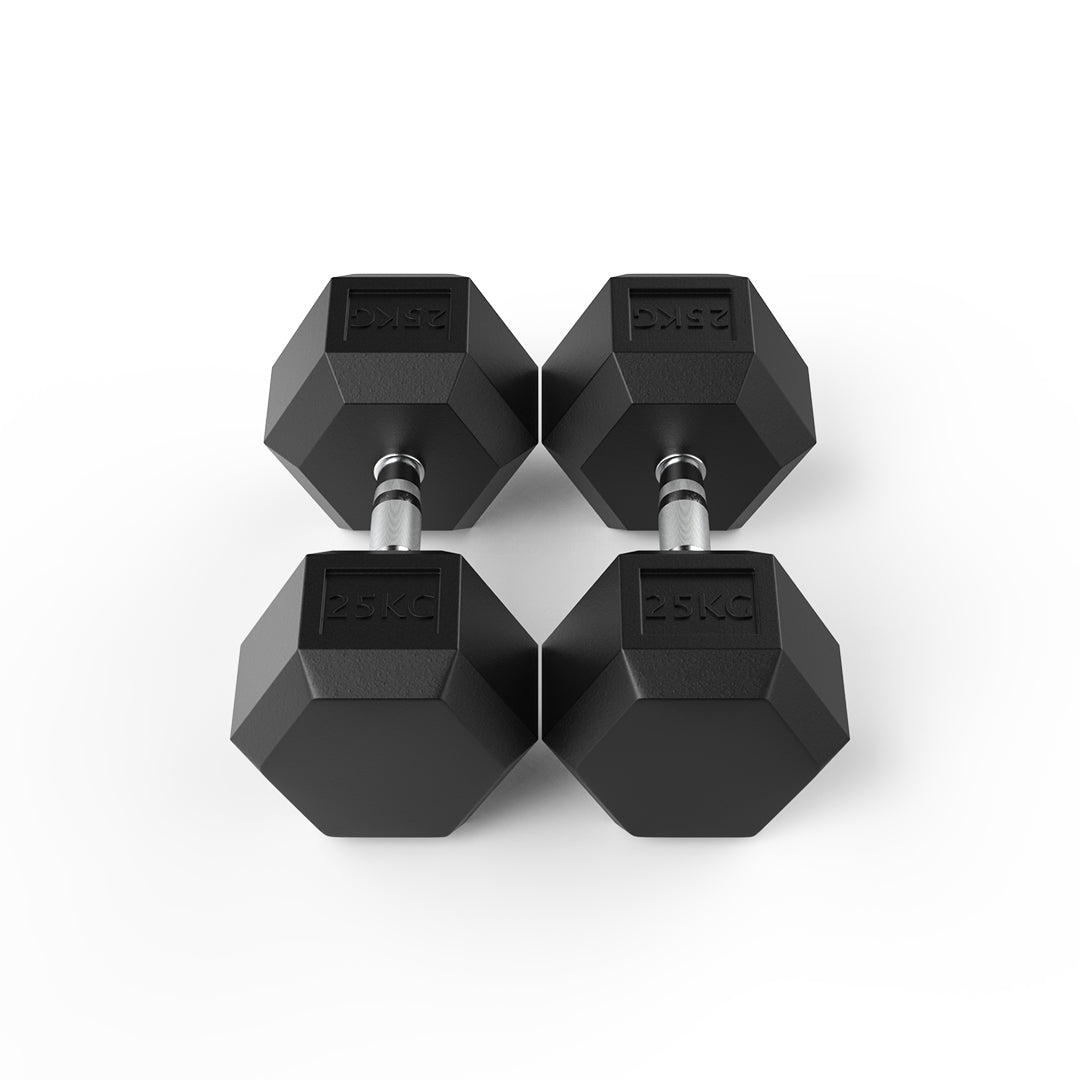 25kg Reeplex Rubber Hex Dumbbell