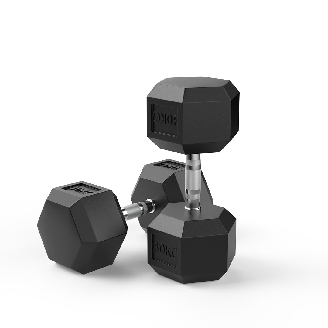 30kg Reeplex Rubber Hex Dumbbell