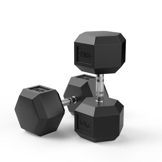 40kg Reeplex Rubber Hex Dumbbell