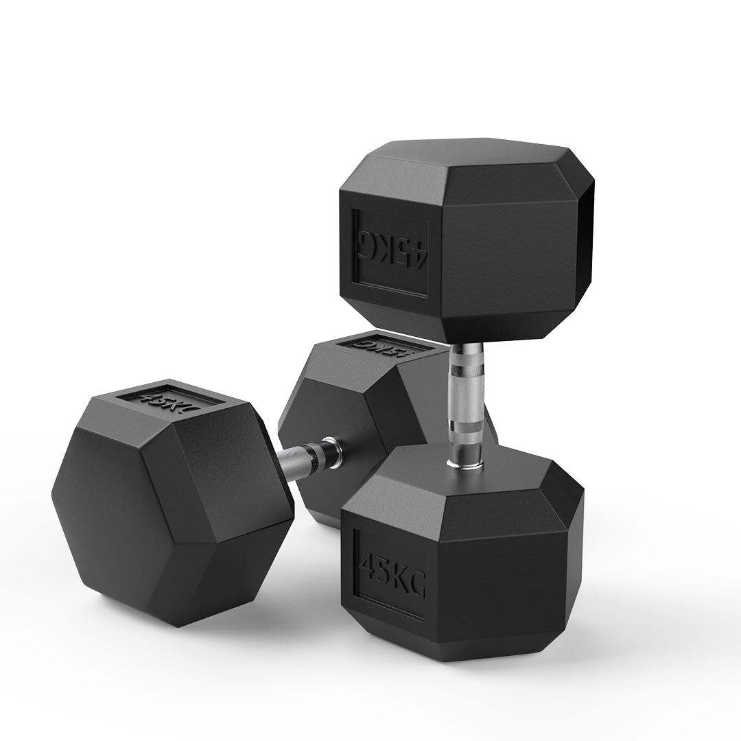 45kg Reeplex Rubber Hex Dumbbell