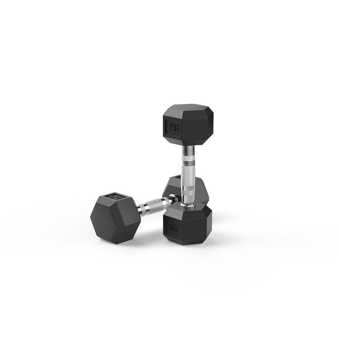 4kg Reeplex Rubber Hex Dumbbell