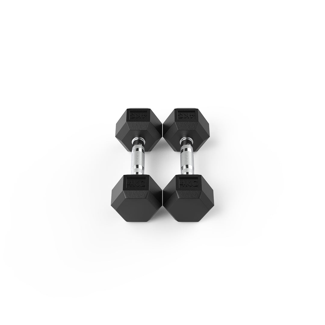 4kg Reeplex Rubber Hex Dumbbell