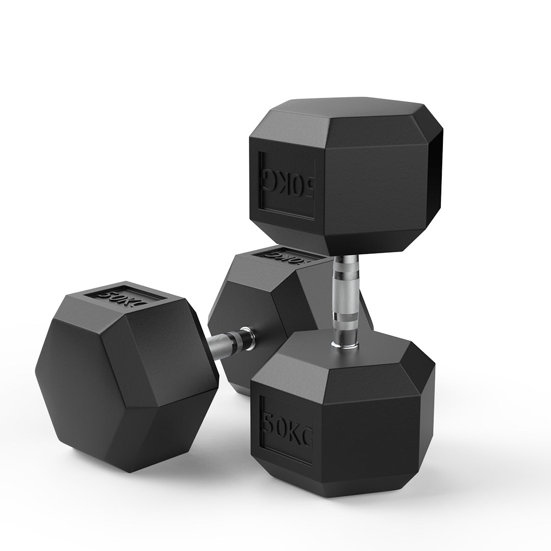 50kg Reeplex Rubber Hex Dumbbell