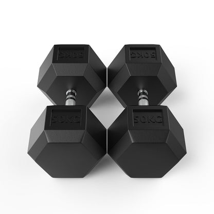 50kg Reeplex Rubber Hex Dumbbell