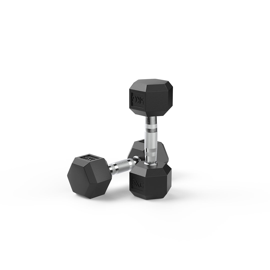 5kg Reeplex Rubber Hex Dumbbell