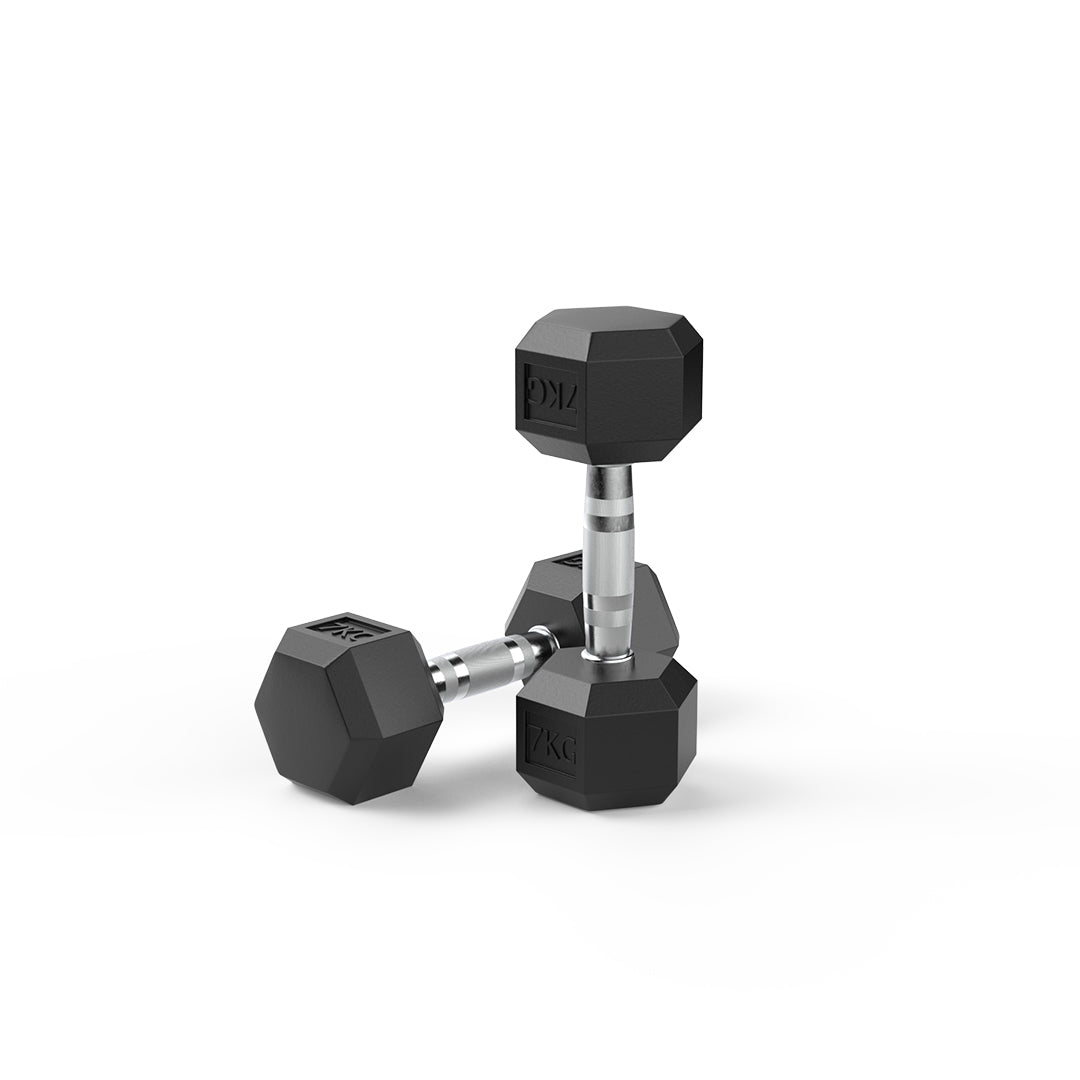 7kg Reeplex Rubber Hex Dumbbell