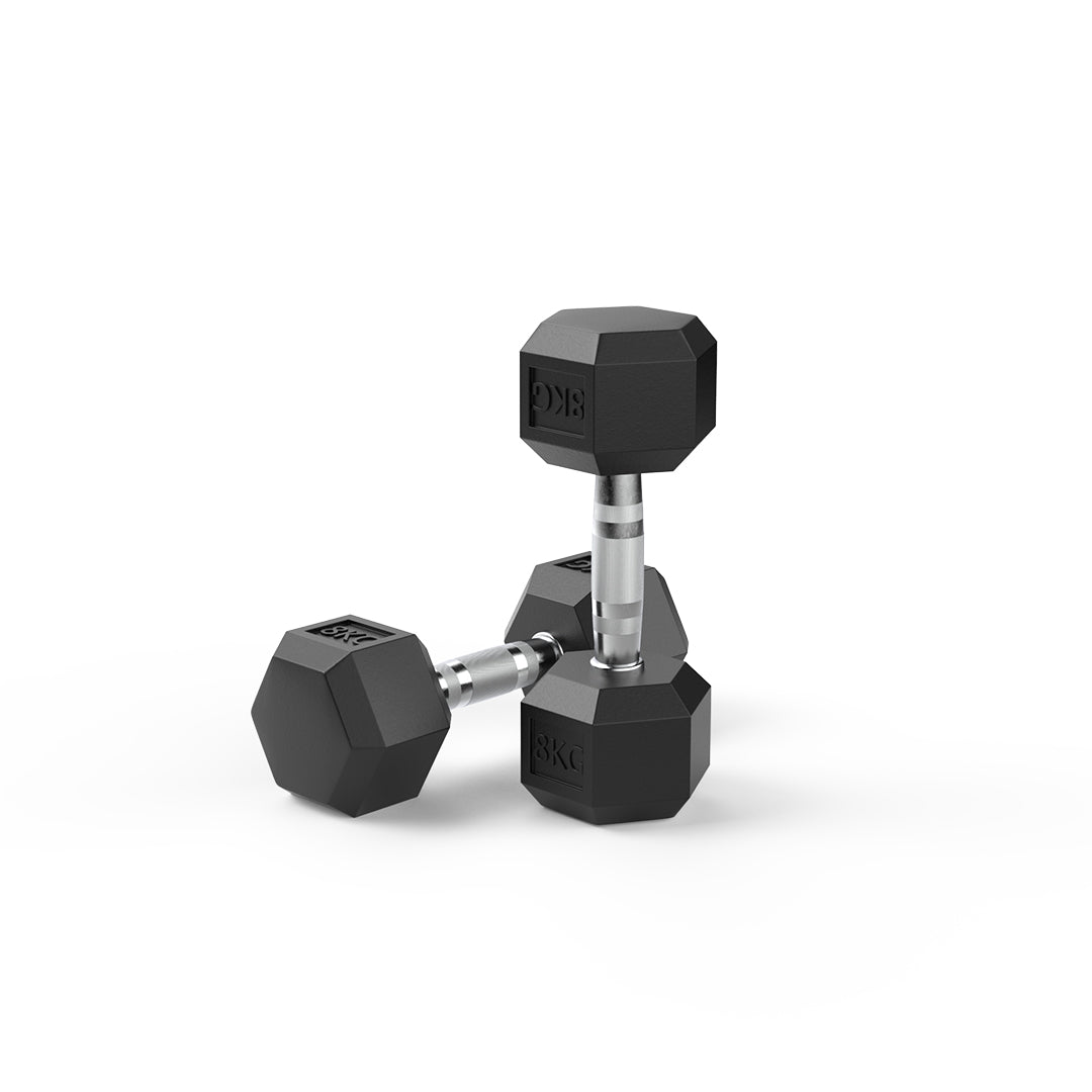 8kg Reeplex Rubber Hex Dumbbell