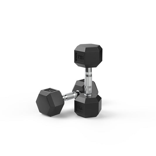 8kg Reeplex Rubber Hex Dumbbell