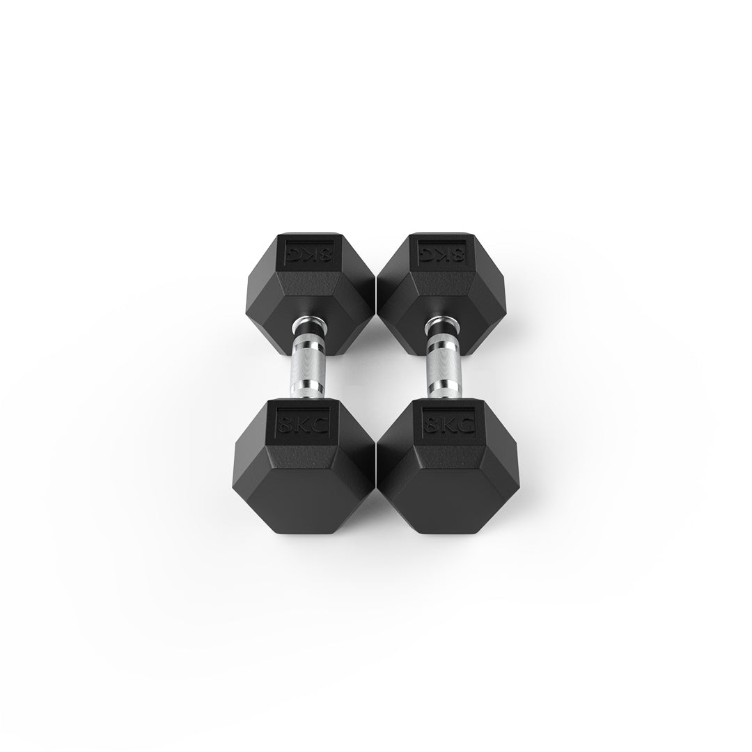 8kg Reeplex Rubber Hex Dumbbell
