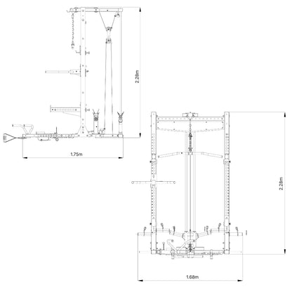 Reeplex RPR8 Squat Rack with Lat Pulldown and Cable Attachments
