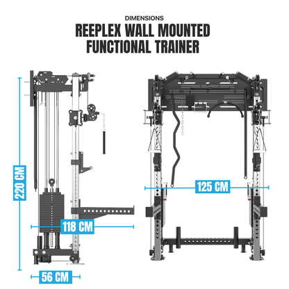 Reeplex Wall Mounted Multi-Functional Trainer with 2 x 90kg Weight Stacks & Attachments view 4