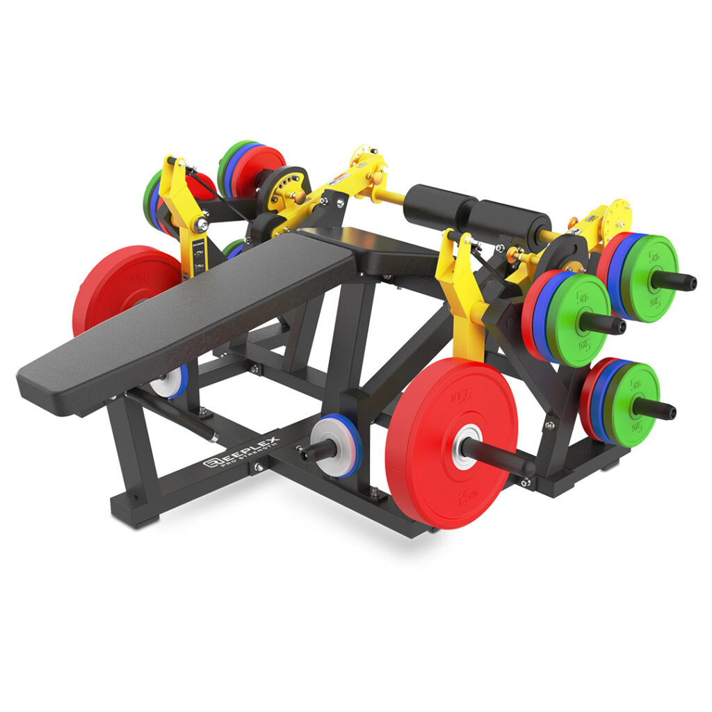 Image of Reeplex Commercial iso lateral prone leg curl plate loaded machine.